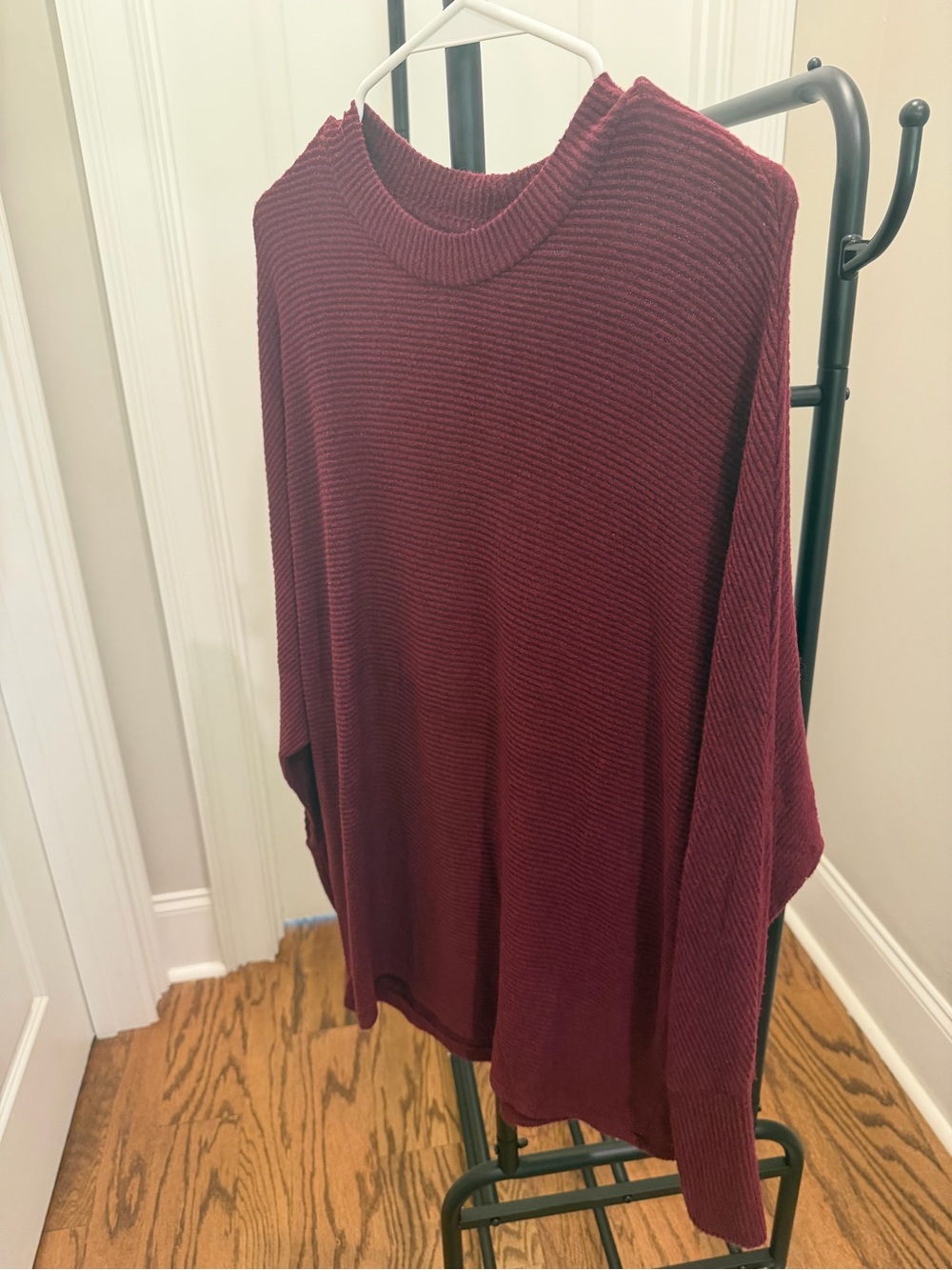 Pink Rose Women's Ribbed Crewneck Sweater - Burgundy